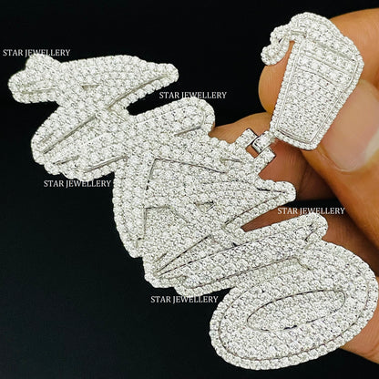 Custom Letter Name VVS Moissanite Icedout Pendant