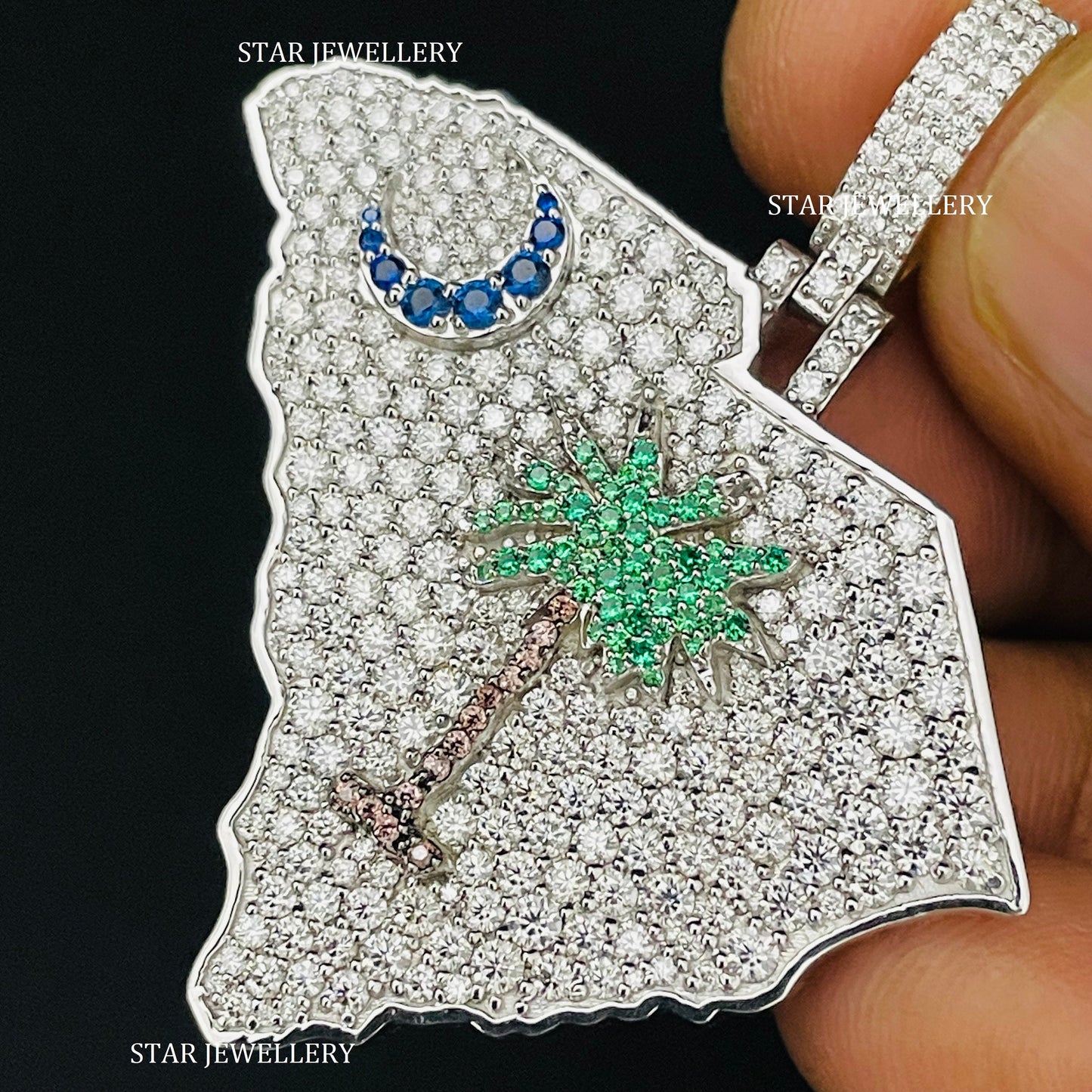VVS  Moissanite South Carolina Flag Pendant