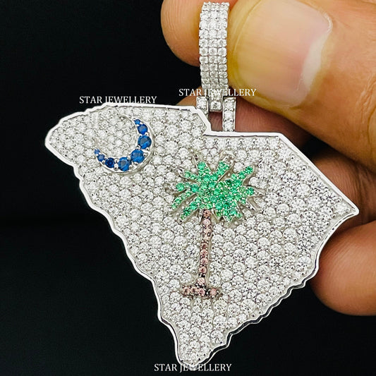 VVS  Moissanite South Carolina Flag Pendant