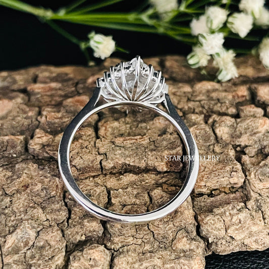 14K Solid Gold 1.00 Ct Brilliant Cut Oval Moissanite Halo Engagement Ring