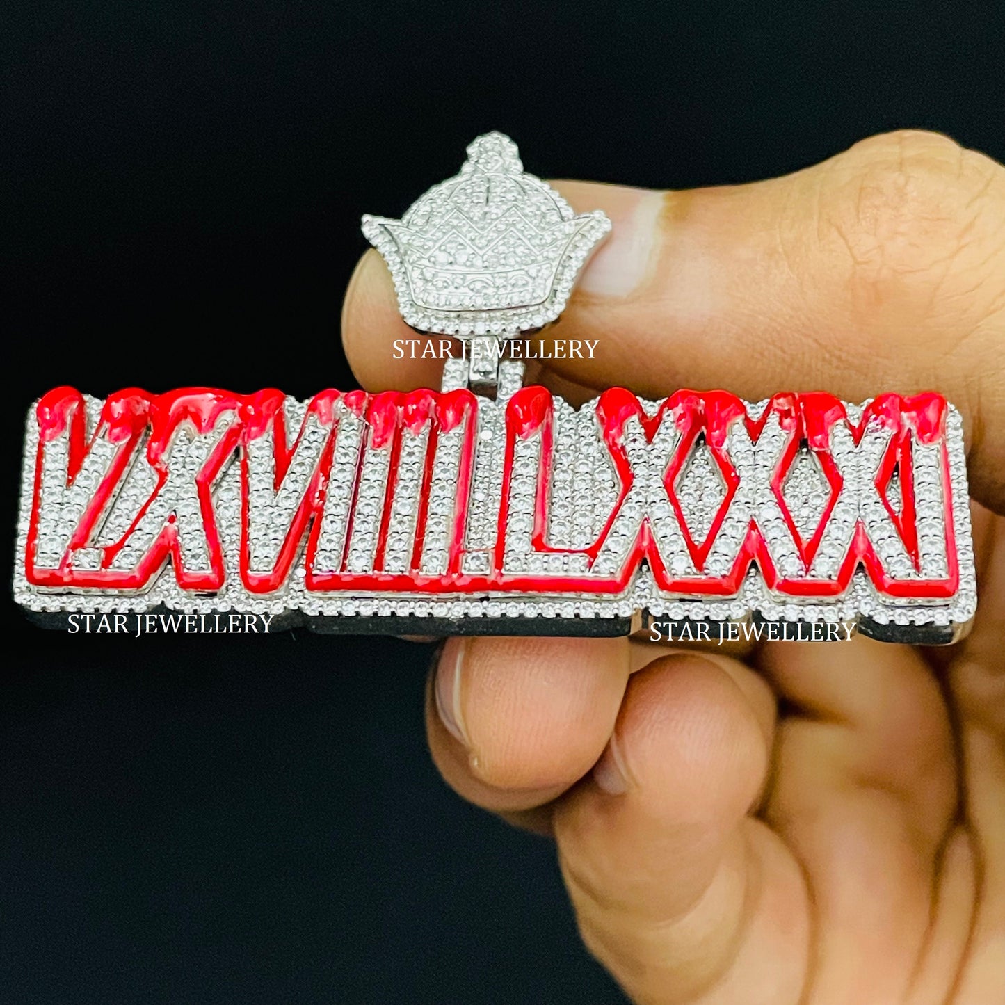Custom Roman Date Icedout Pendant for Birthdate, Anniversary.