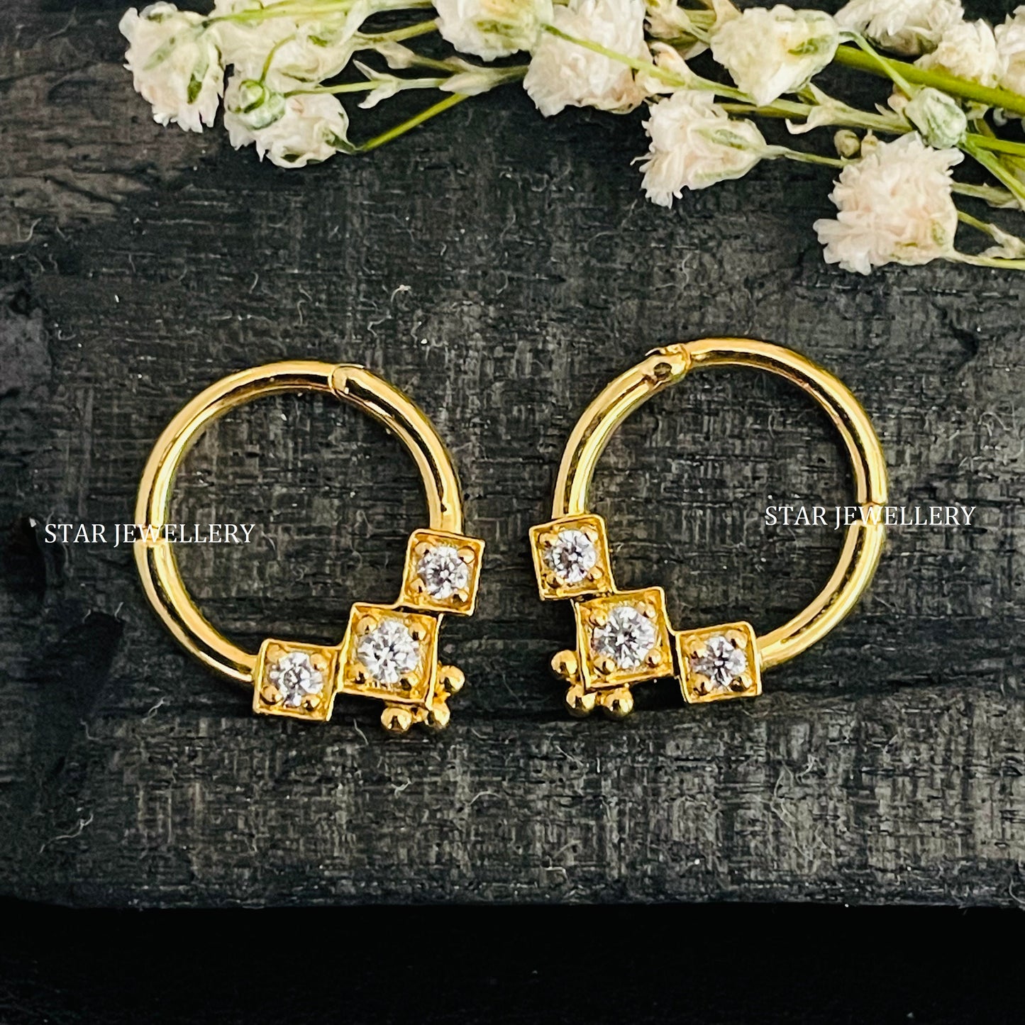 925 Sterling Silver CZ Diamond Septum Nose Clicker Piercing