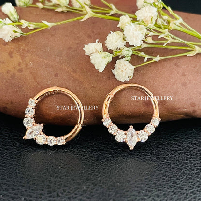 CZ Marquise Diamond Septum Nose Clicker Piercing