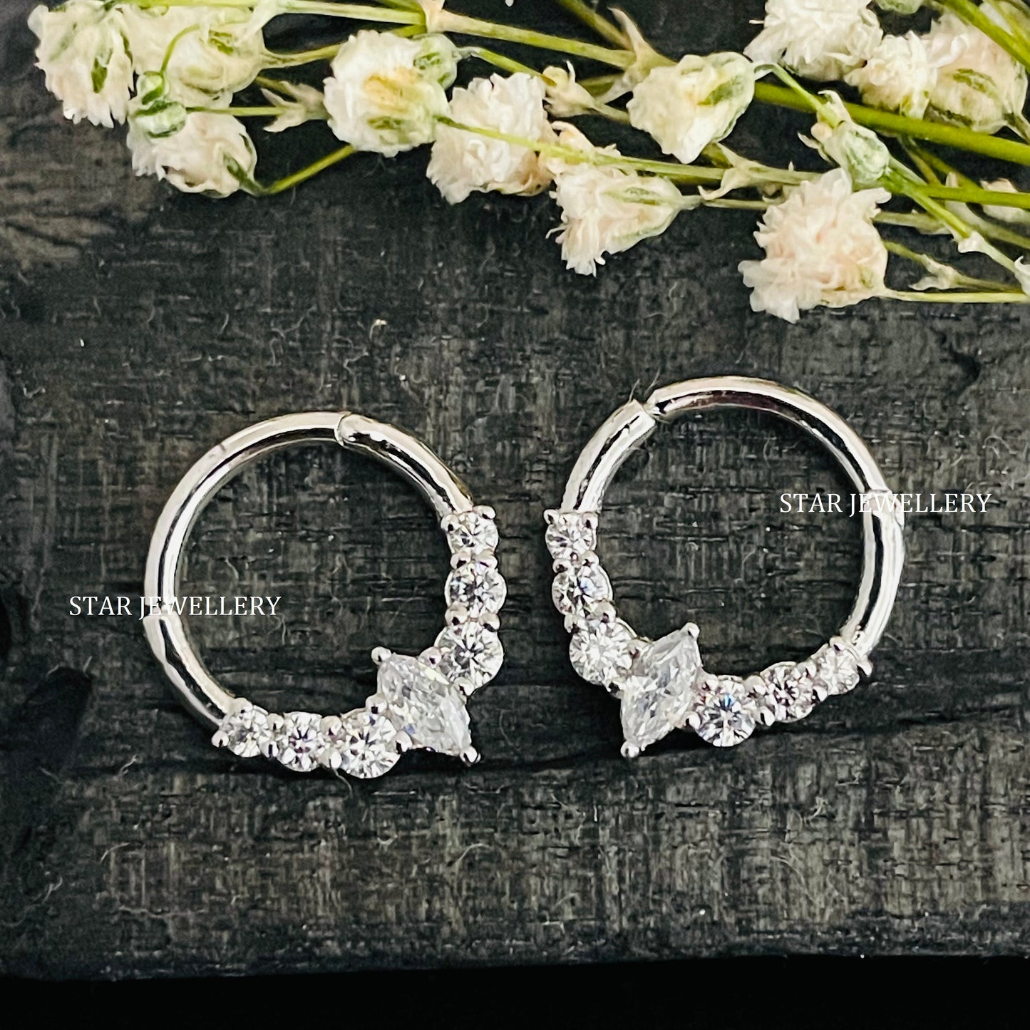 CZ Marquise Diamond Septum Nose Clicker Piercing