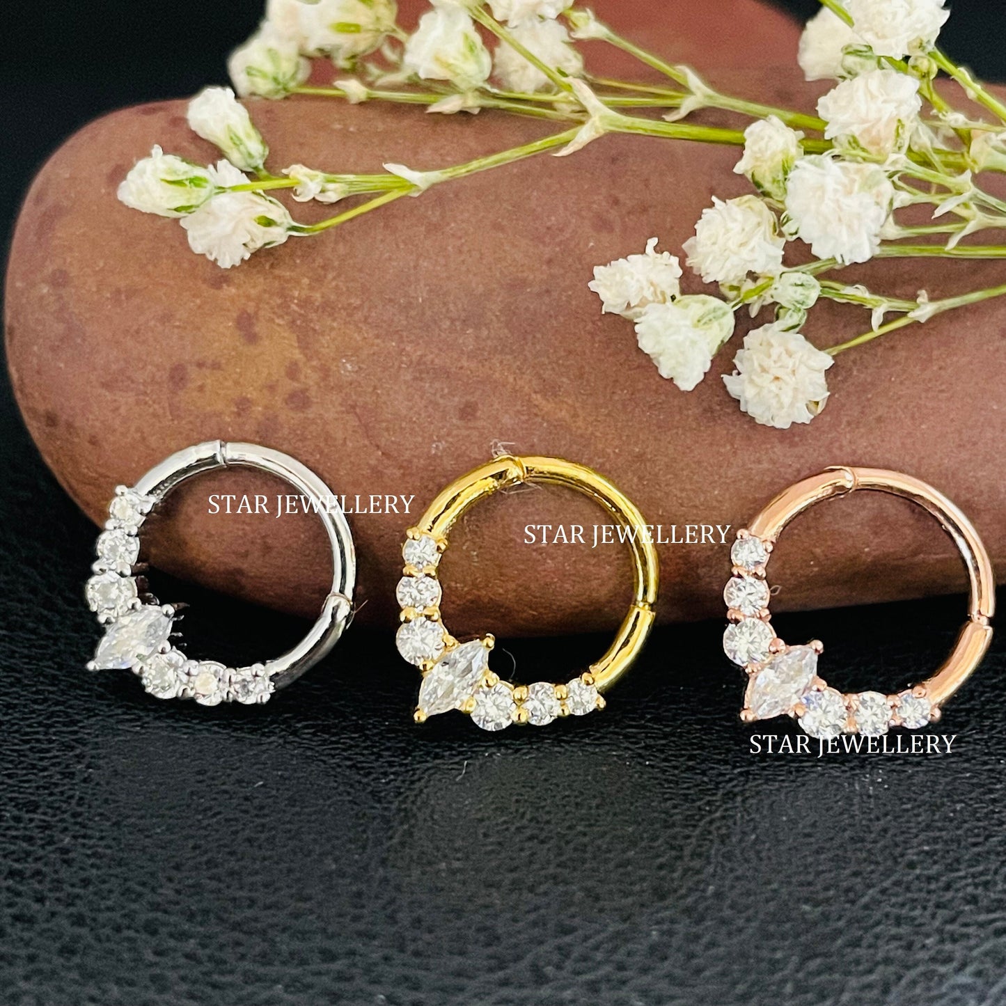CZ Marquise Diamond Septum Nose Clicker Piercing