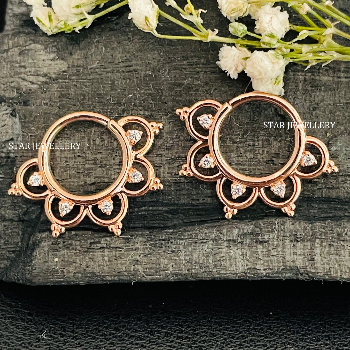 925 Sterling Silver Diamond Curve Shape Daith Clicker Piercing