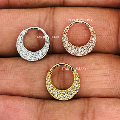 925 Sterling CZ Diamond Unique Daith Clicker Piercing