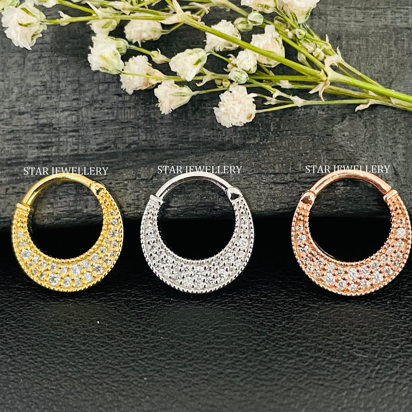 925 Sterling CZ Diamond Unique Daith Clicker Piercing