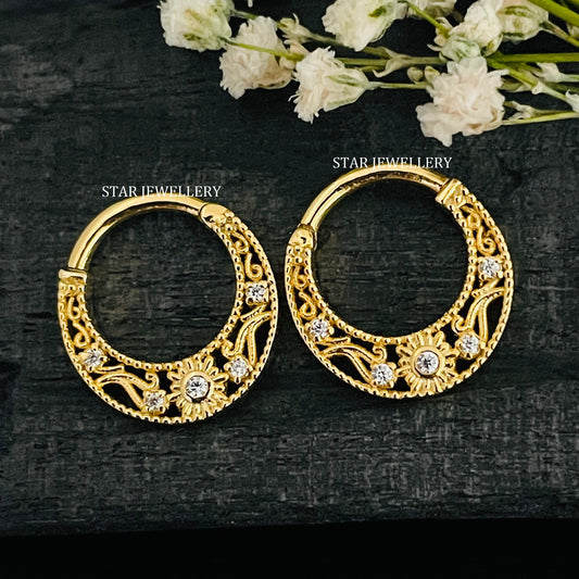 925 Sterling CZ Diamond Silver Septum Nose Ring