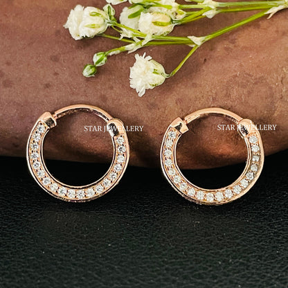 Micro Pave Set CZ Diamond Septum Clicker Piercing in 925 Sterling Silver