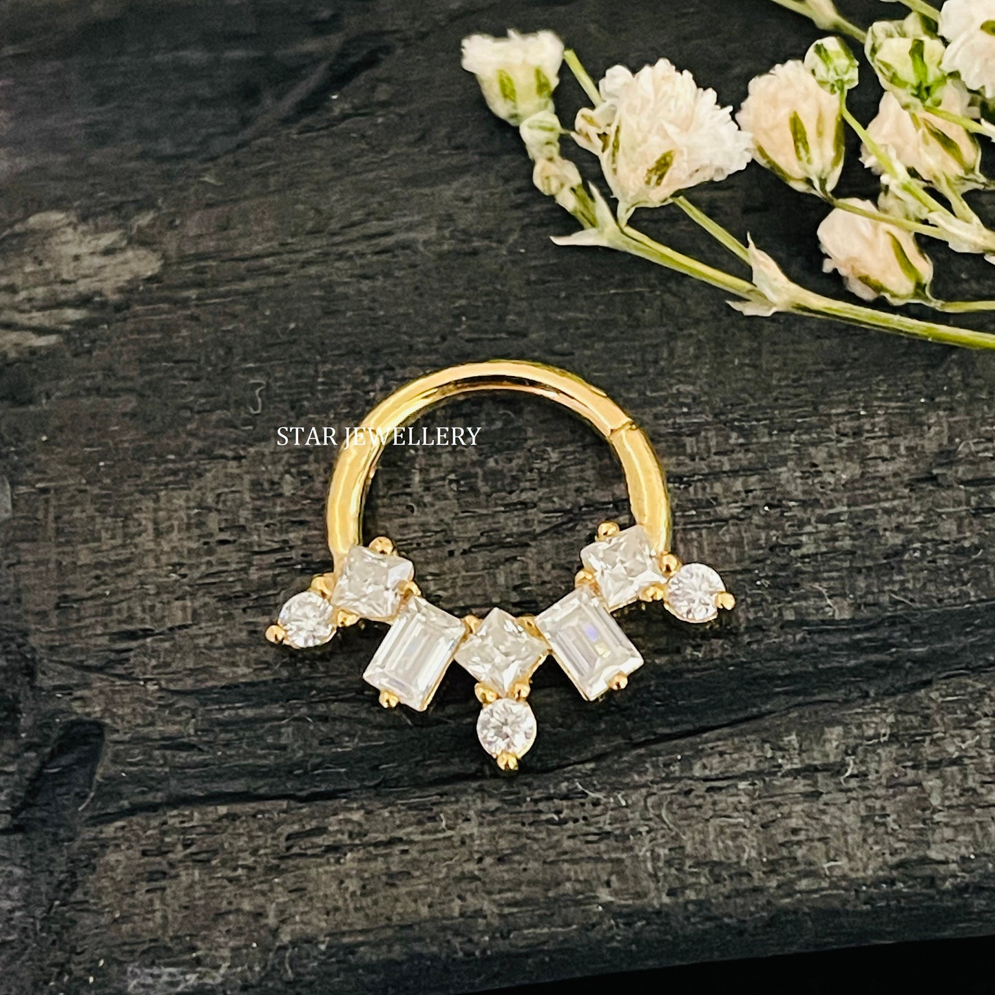 Multi Stone Diamond Septum Clicker