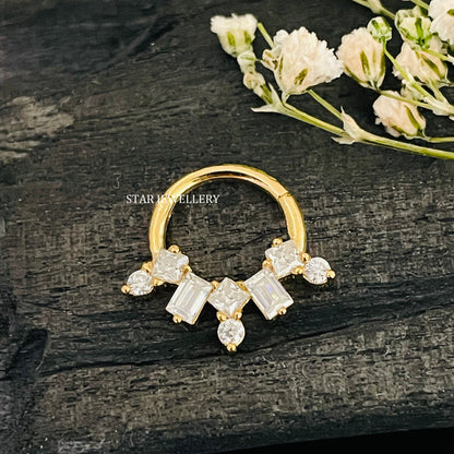 Multi Stone Diamond Septum Clicker