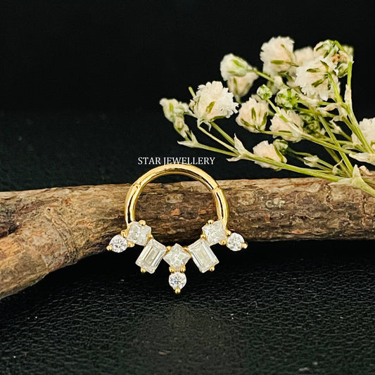 Multi Stone Diamond Septum Clicker