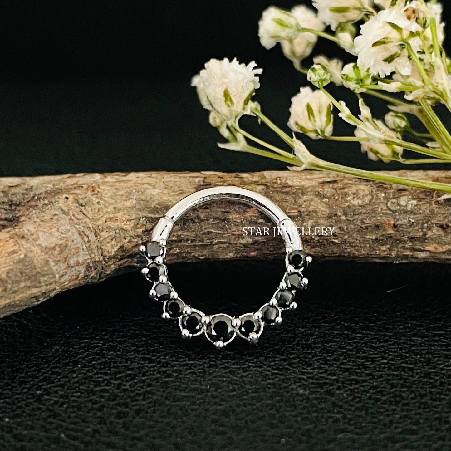 Natural Black Diamond Daith Piercing