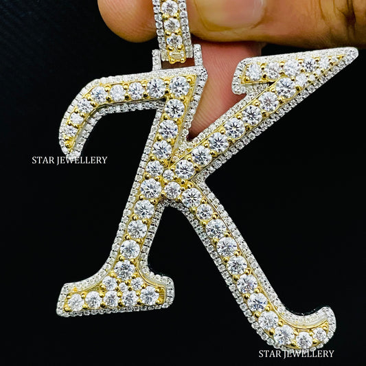 925 Sterling Silver VVS Moissanite Initial Letter Pendant