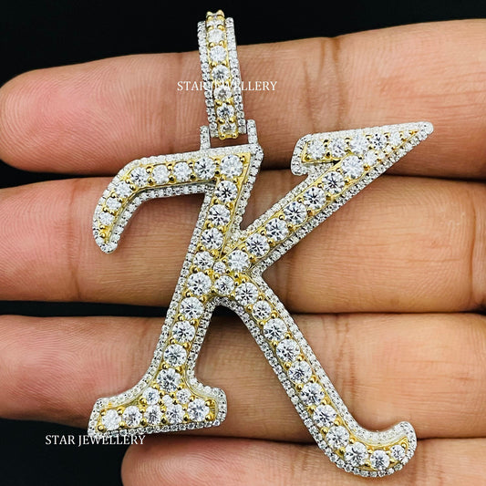 925 Sterling Silver VVS Moissanite Initial Letter Pendant