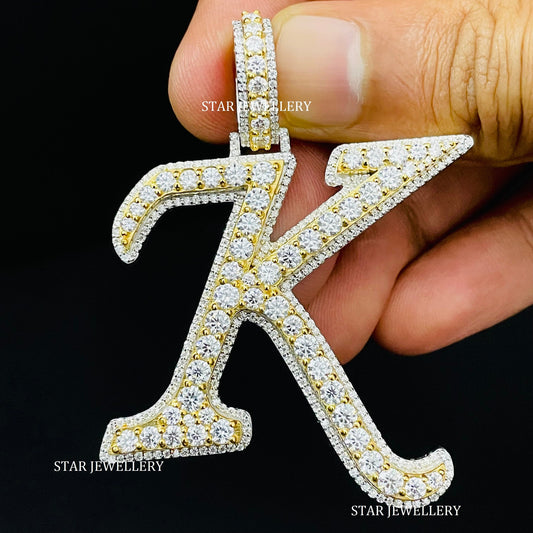 925 Sterling Silver VVS Moissanite Initial Letter Pendant