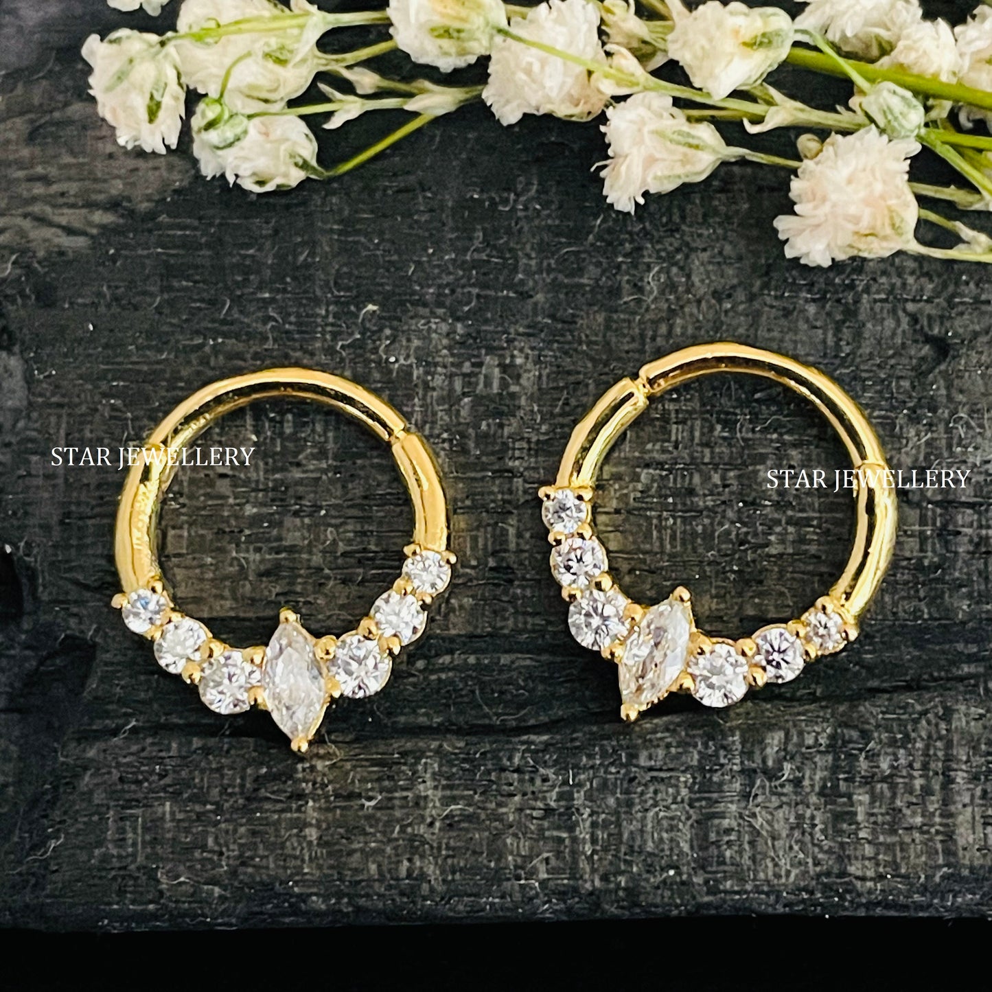 CZ Marquise Diamond Septum Nose Clicker Piercing
