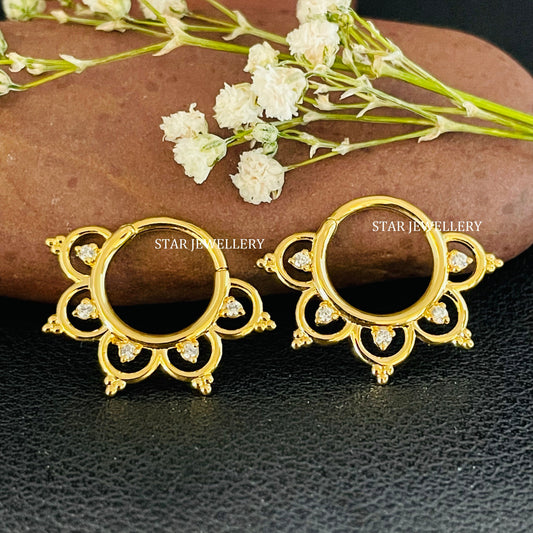 925 Sterling Silver Diamond Curve Shape Daith Clicker Piercing