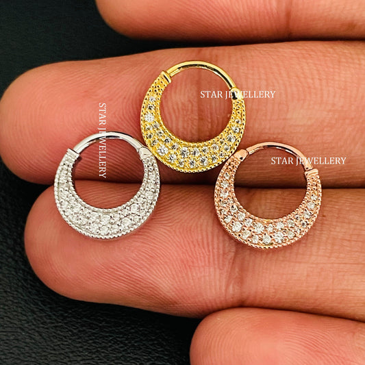 925 Sterling CZ Diamond Unique Daith Clicker Piercing