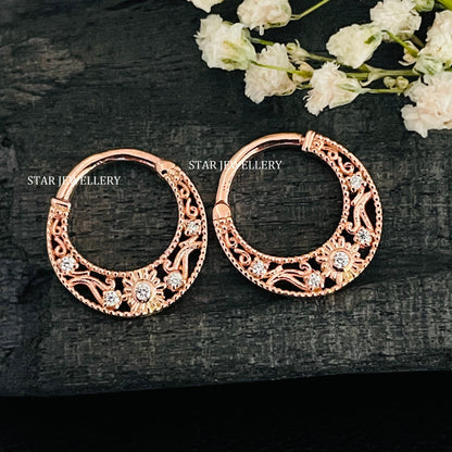 925 Sterling CZ Diamond Silver Septum Nose Ring