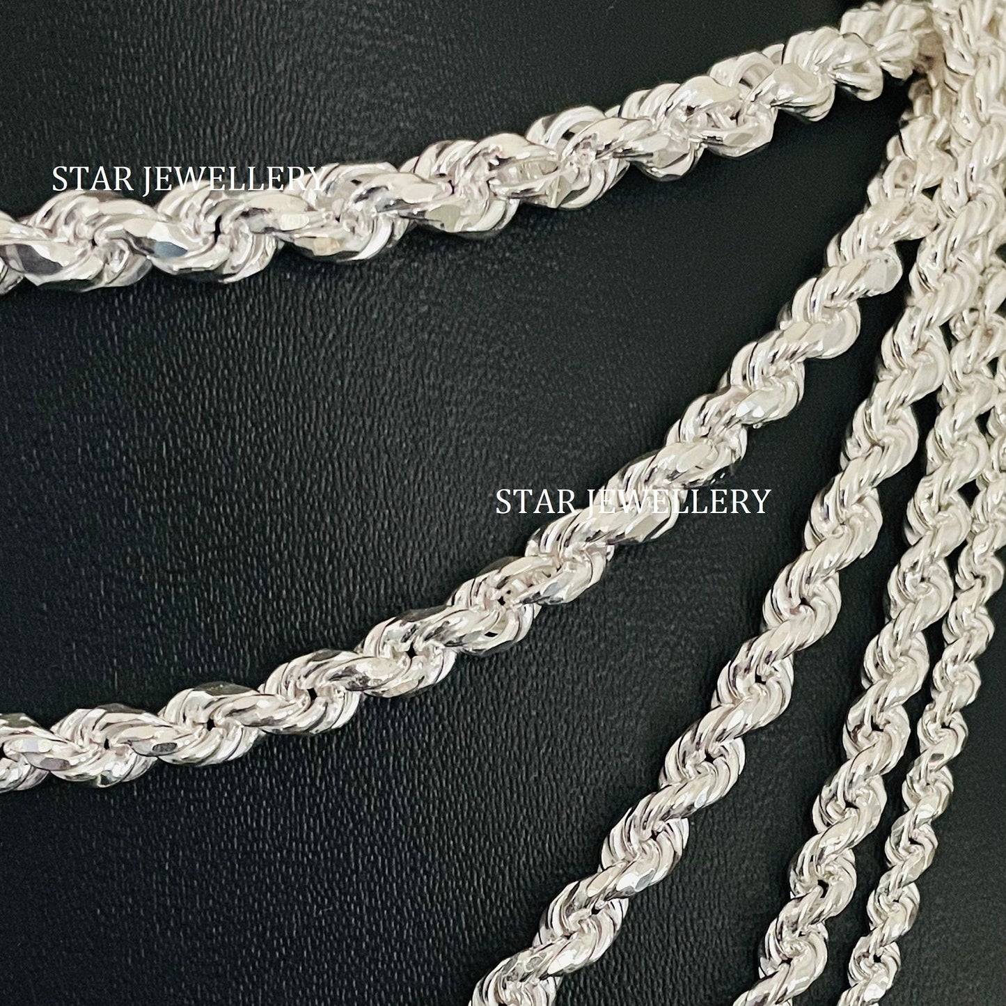 Unisex Solid Rope Chain Necklace in 3.5 mm - 6.00 mm