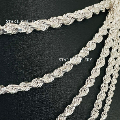 Unisex Solid Rope Chain Necklace in 3.5 mm - 6.00 mm