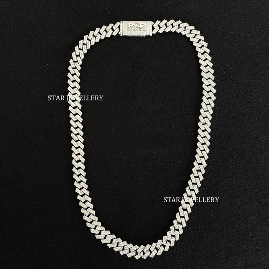 12 MM Wide VVS Moissanite Unisex Diamond Cuban Linked Chain