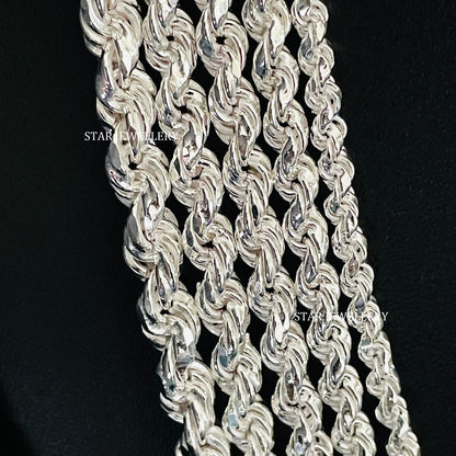 Unisex Solid Rope Chain Necklace in 3.5 mm - 6.00 mm