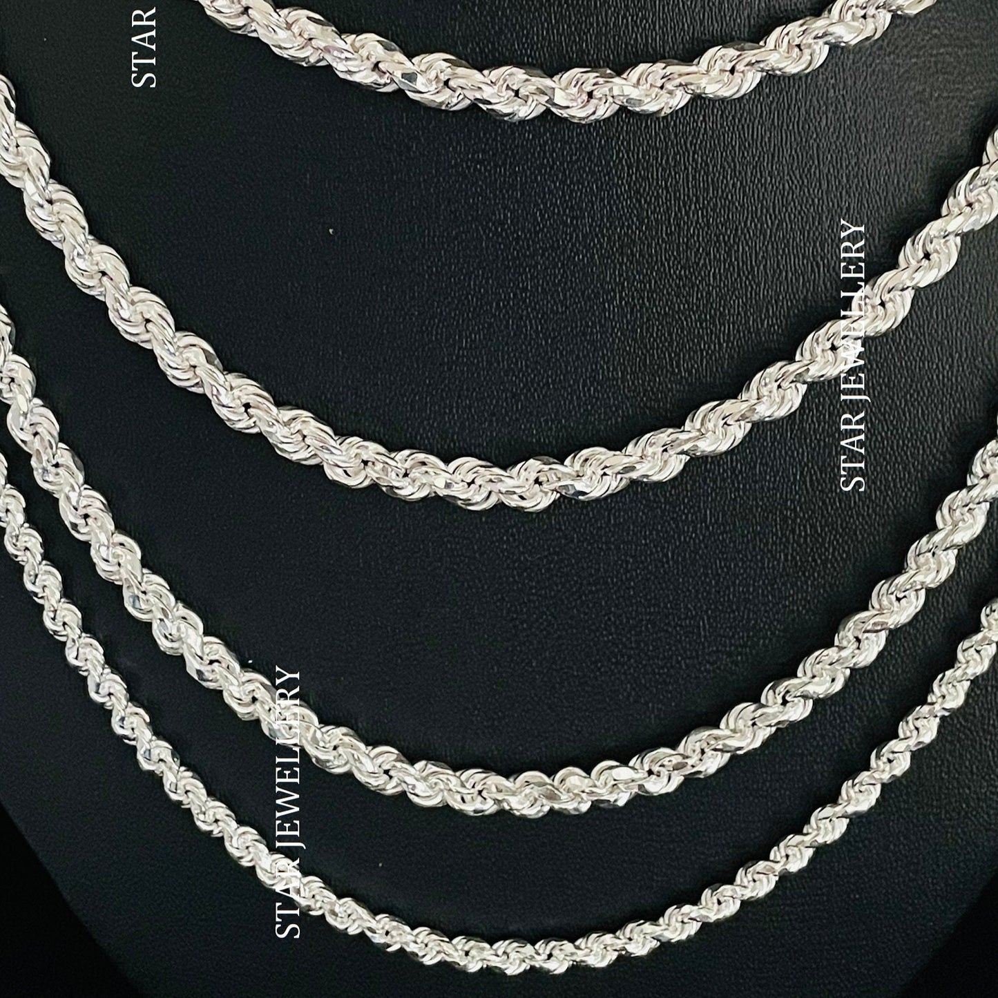 Unisex Solid Rope Chain Necklace in 3.5 mm - 6.00 mm