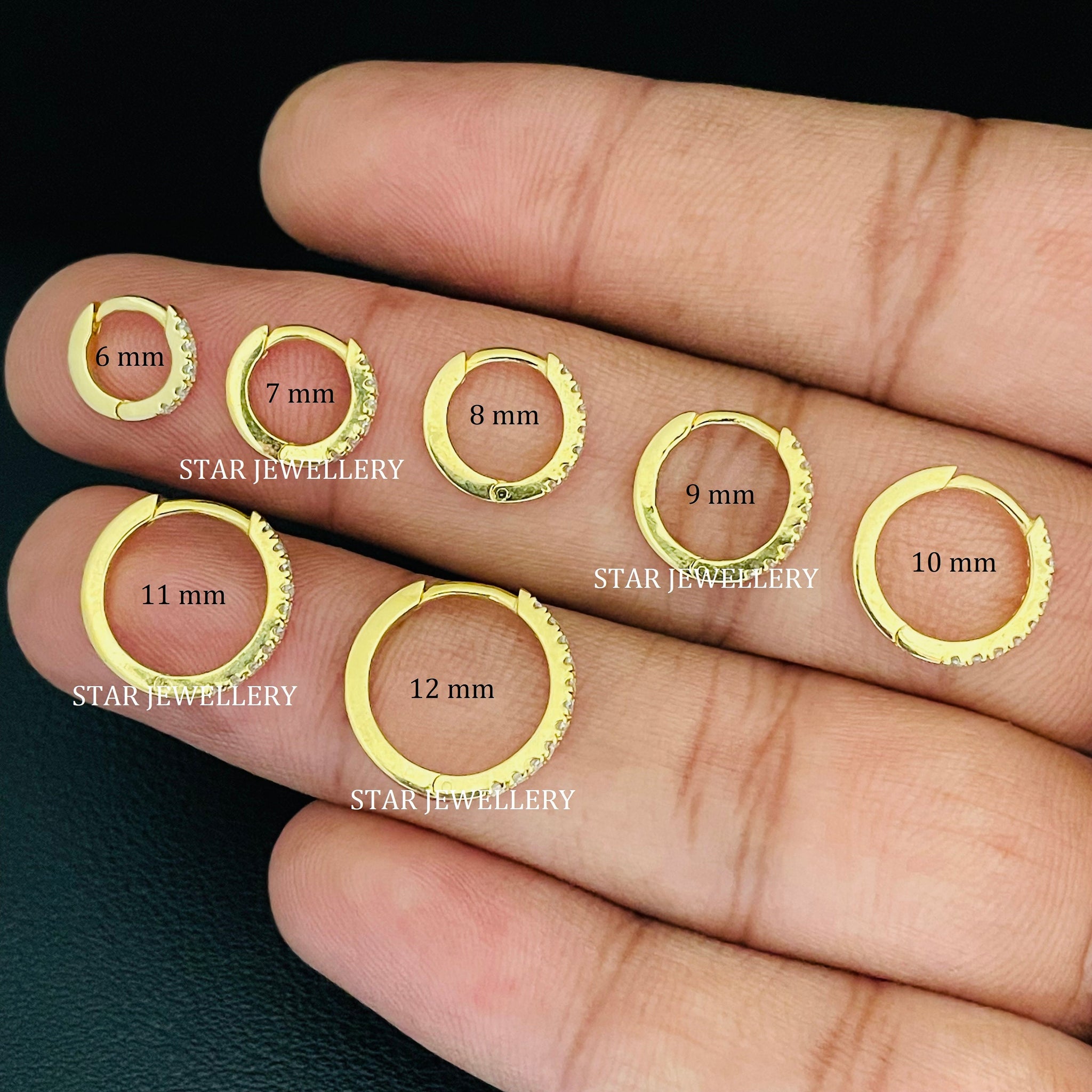 6 to 12 mm 14K Solid Gold Natural Diamond Clicker Hoop Ring