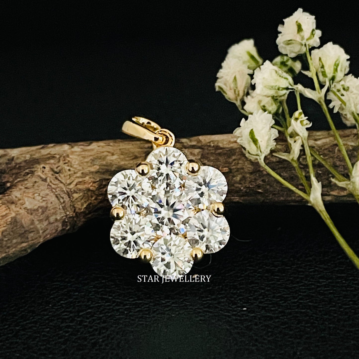 925 Sterling Silver Moissanite Cluster Pendant