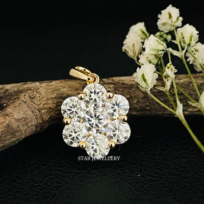 925 Sterling Silver Moissanite Cluster Pendant