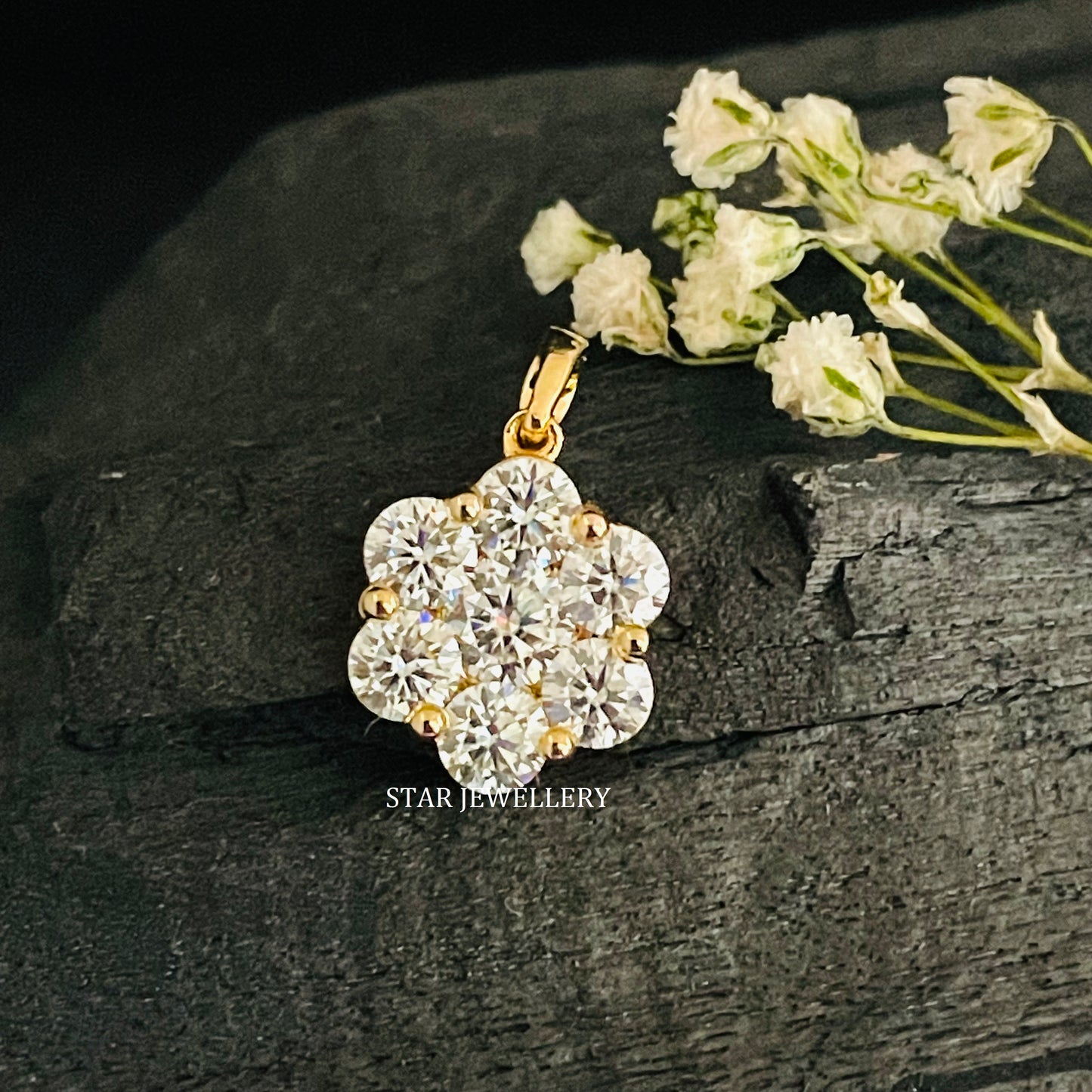 925 Sterling Silver Moissanite Cluster Pendant