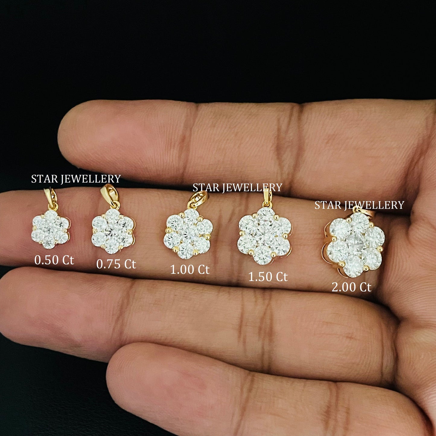 925 Sterling Silver Moissanite Cluster Pendant