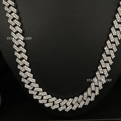 12 MM Wide VVS Moissanite Unisex Diamond Cuban Linked Chain
