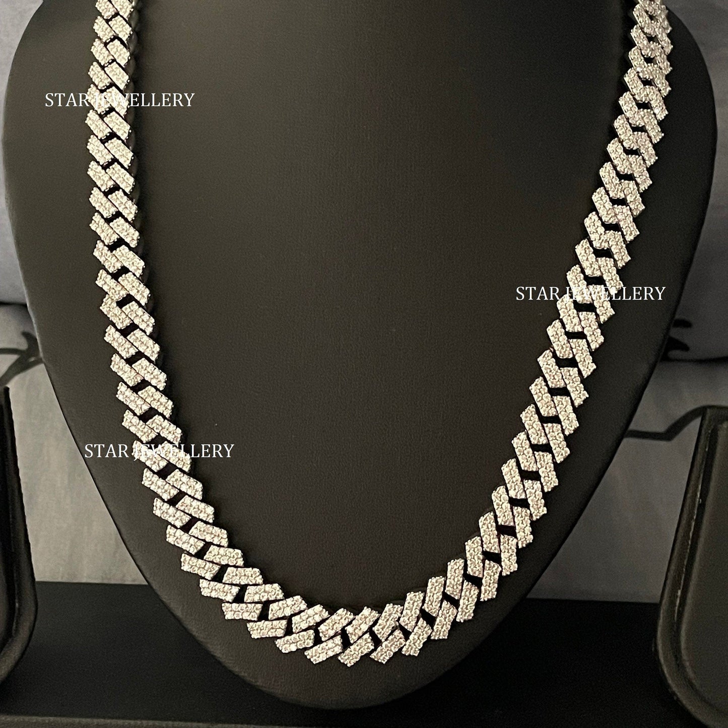 12 MM Wide VVS Moissanite Unisex Diamond Cuban Linked Chain