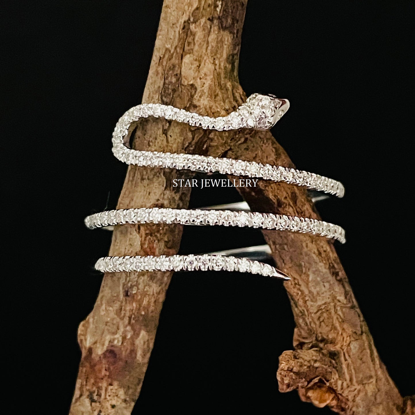 Natural Diamond Snake Ring