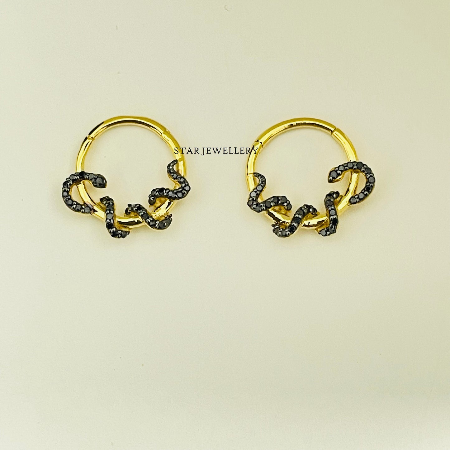 925 Sterling Silver Black Diamond Snake Daith & Septum Clicker