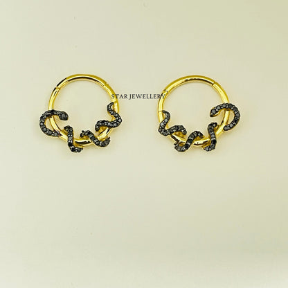 925 Sterling Silver Black Diamond Snake Daith & Septum Clicker