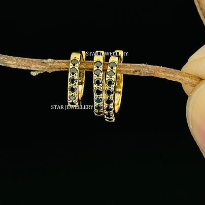 Natural Black Diamond Clicker Hoop Ring