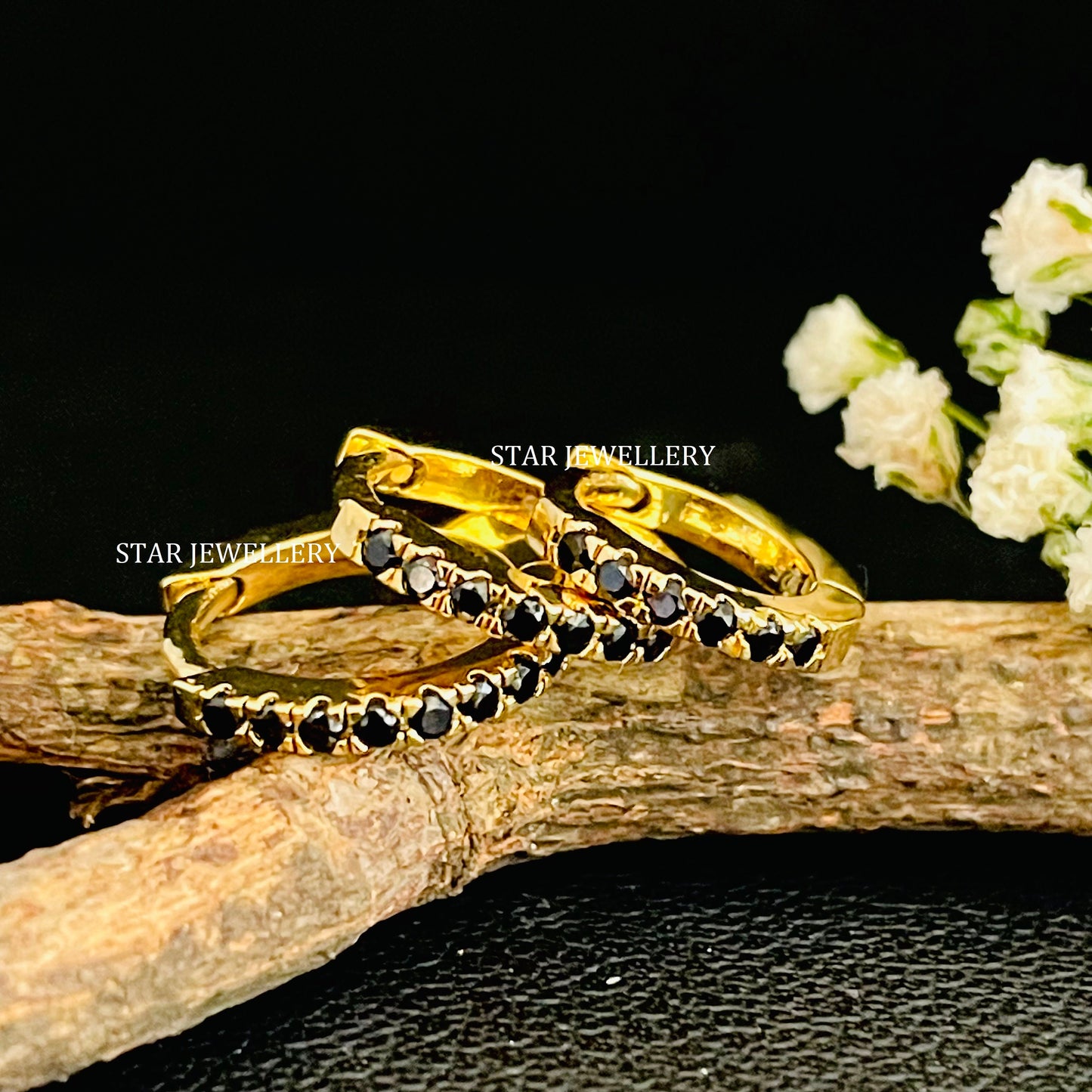 Natural Black Diamond Clicker Hoop Ring
