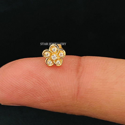 Solid Gold Genuine Diamond Cluster Ear & Nose Piercing