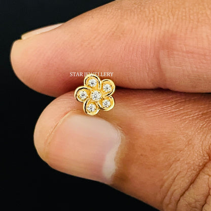 Solid Gold Genuine Diamond Cluster Ear & Nose Piercing