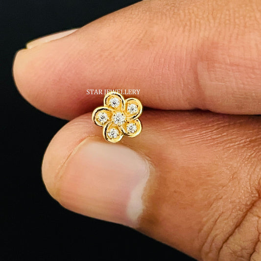 Solid Gold Genuine Diamond Cluster Ear & Nose Piercing