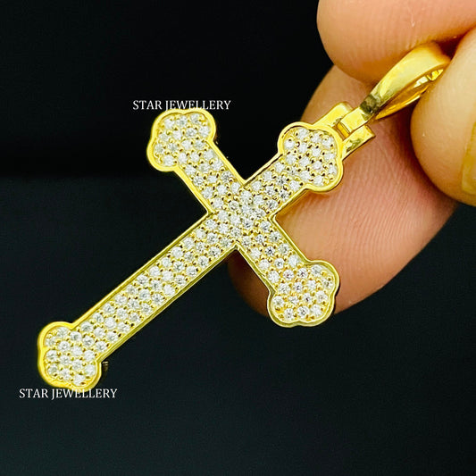 Delicate Natural Diamond Cross Pendant
