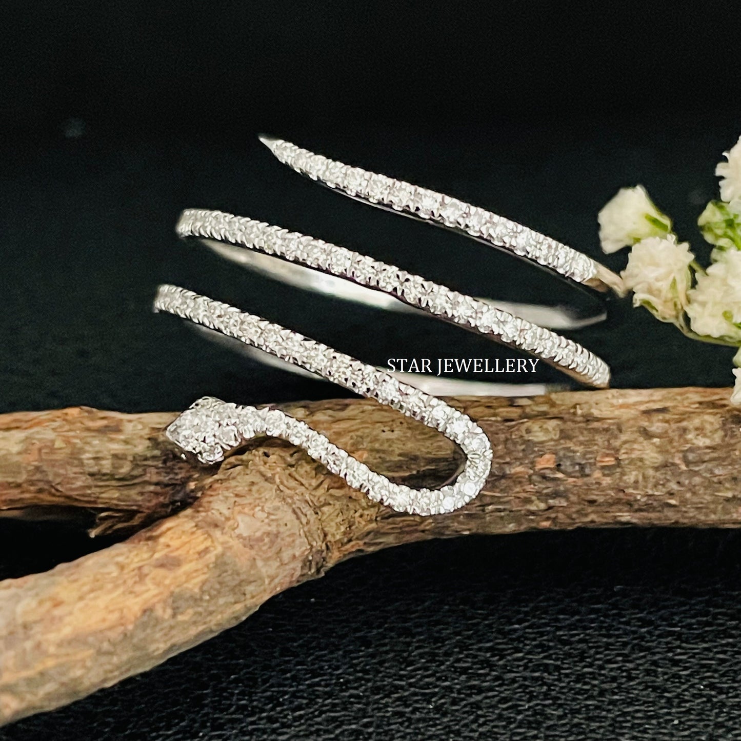 Natural Diamond Snake Ring