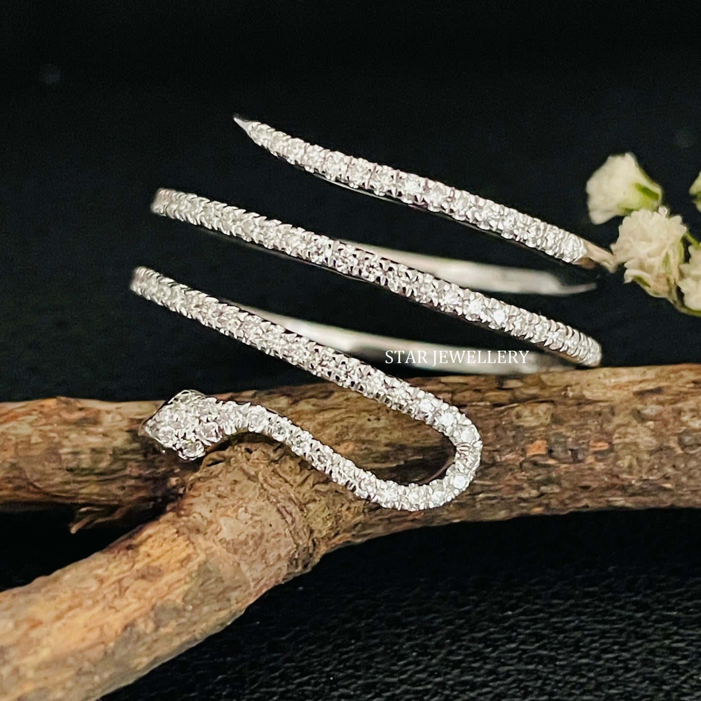 Natural Diamond Snake Ring