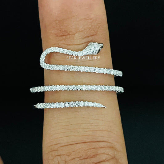 Natural Diamond Snake Ring