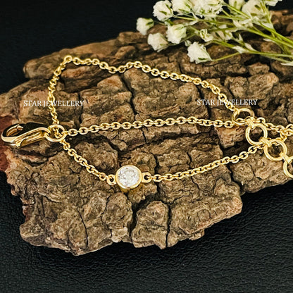 Bezel Set 0.50 Ct Lab Grown Diamond Solitaire Gold Necklace